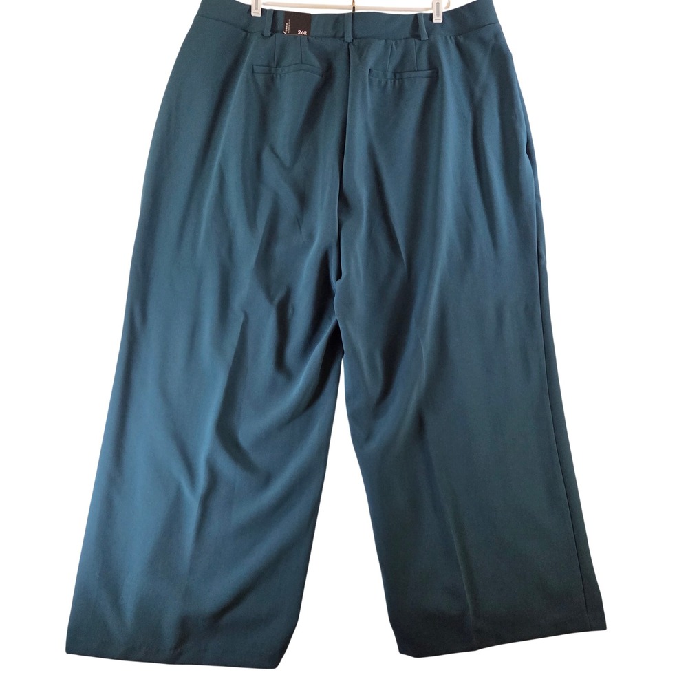 Torrid Womens 26R Plus Wide Leg Trousers Teal Green High Rise Career Pants NWT - Picture 2 of 6
